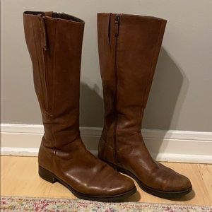 Brown leather riding boots